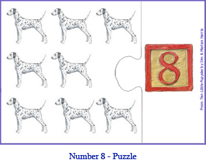 Easy (Two Piece) Number Puzzle Eight – 8 Dalmatian Dogs